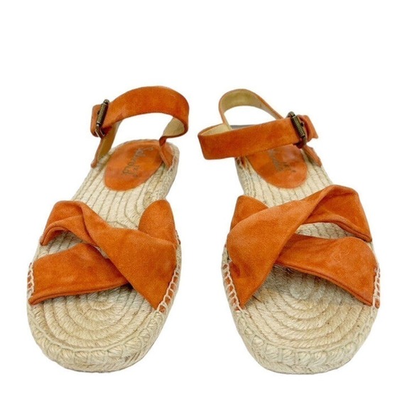 SPLENDID Women's Espadrille Wedge Sandal, Orange Fairfax Suede SZ 9.5 NEW - Picture 3 of 7